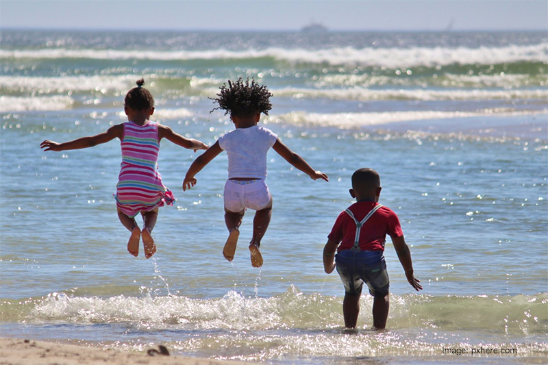 Black Children Playing, Beach, Water, "As A Man THinketh" michaelsoaries.com